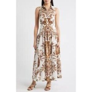 Parker Sleeveless Ornate Print Women’s Maxi Shirt Dress Size L